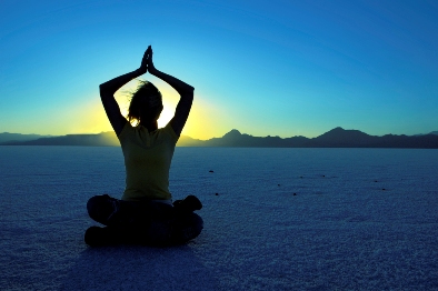 yoga asana at sunset